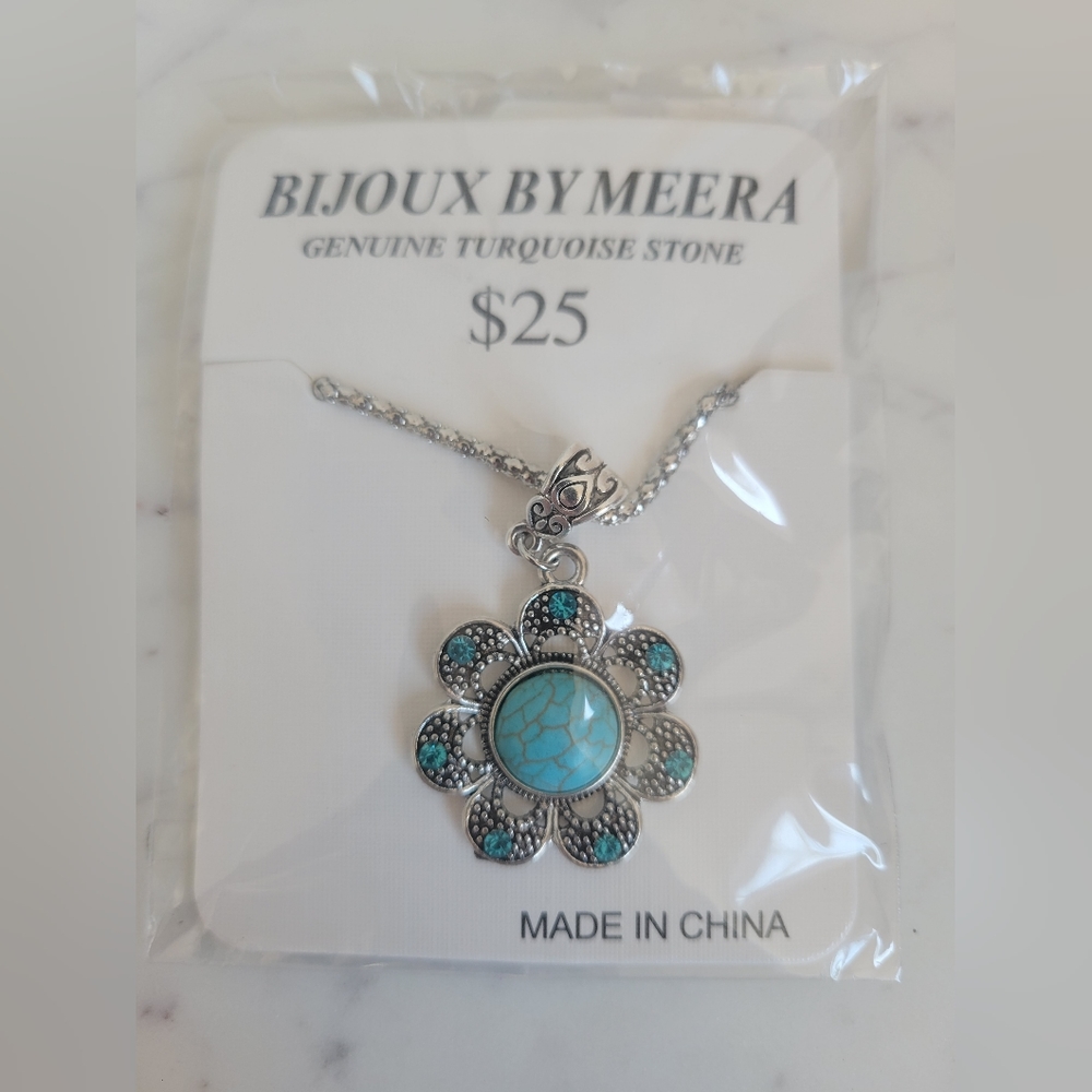 Bijoux By Meera Genuine Turquoise Stone Necklace